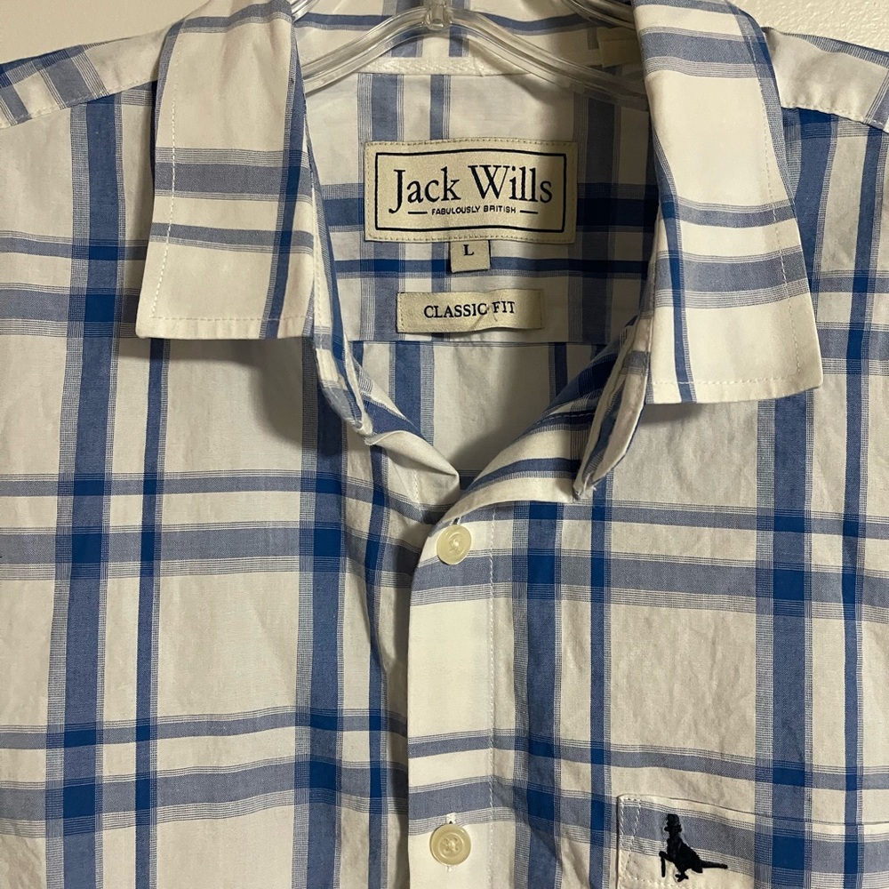 Jack Wills Fabulously British Blue Plaid Men's Shirt size L